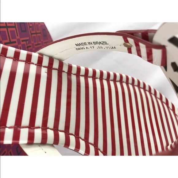 Tory Burch Miller sandals red white stripe new 7.5 - Picture 6 of 7
